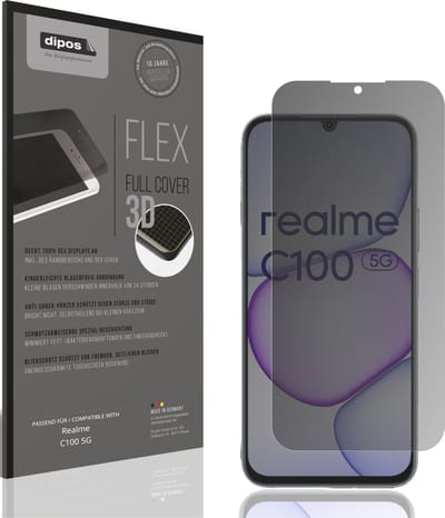 dipos FLEX – Matte Privacy Screenprotector geschikt voor Realme C100 5G | Volledige Schermbescherming | Case-Friendly