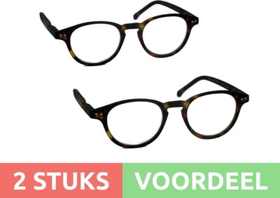 Computer bril - tortoise rond sterkte +1.0 - 2 stuks - blauw licht filter - blue blocker leesbril