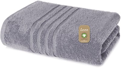 Lavea® 1 Douchehanddoek 70x140 cm van 100% biologisch katoenen badstof, zacht en absorberend, voor thuis, hotel en spa – grote badhanddoek – Lichtgrijs