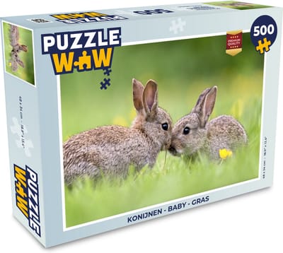 Puzzel Konijnen - Baby - Gras - Legpuzzel - Puzzel 500 stukjes