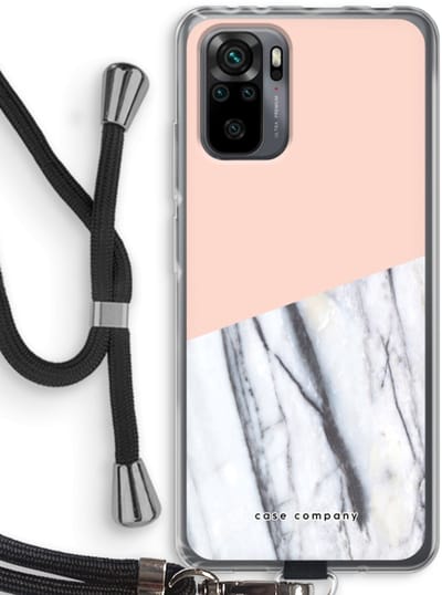 Case Company® - Hoesje met koord geschikt voor Xiaomi Redmi Note 10 Pro hoesje met Koord - A touch of peach - Telefoonhoesje met Zwart Koord - Bescherming aan alle Kanten en Over de Schermrand