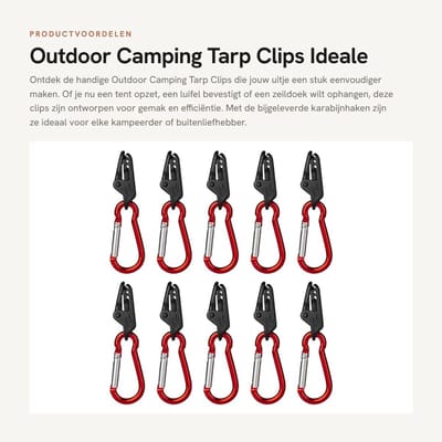 Dailygoods- Tarp Clips - 10 Stuks - Bevestigingsclips voor Zeildoek - Camping/Tentclips - Dekzeilklemmen - Gebruiksvriendelijk - Compact Ontwerp - Dekzeilclips