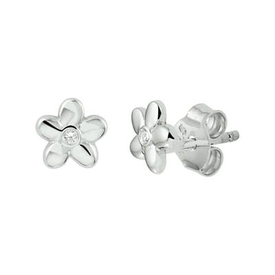 Zilver Gerhodineerd Oorknoppen Bloem Zirkonia 1337269