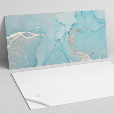 Coloray Wandpanelen Zelfklevend - Abstract vloeistofpatroon PVC Wandpaneel - 100 cm x 50 cm - Turkoois Wandbekleding Zelfklevend - 1 stuk - Texturen Wandpanelen Zelfklevend - Wandpaneel Keuken - Wandpanelen Badkamer