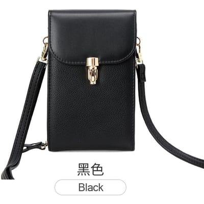 Modieuze dames tas van zacht leer, multifunctionele crossbody mobiele telefoontas van PU-leer, schouderband, handtas, portemonnee black