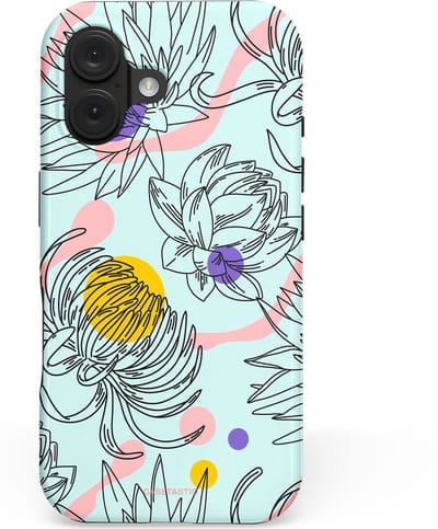 Casetastic hoesje geschikt voor Apple iPhone 16 - MagSafe - Dubbellaagse bescherming - Wildschets - Fashion Case - Zilver Wit Saliegroen Lichtroze