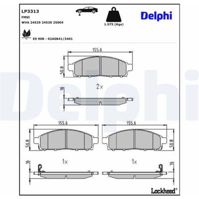 Remblokset DELPHI LP3313, voor