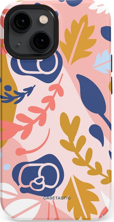 Casetastic Hoesje Geschikt voor Apple iPhone 13 Mini Magsafe - Stijlvolle Beschermende Duo-layer Case - Roze Bladeren