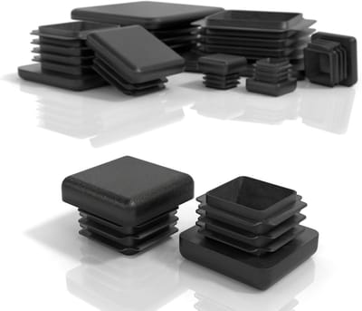 Vierkante Lamellenpluggen 20x20 mm voor Buisafsluitingen - Kunststof Buispluggen voor Stalen, Roestvast Stalen, en Aluminium Buizen - Zwart - 10 Stuks