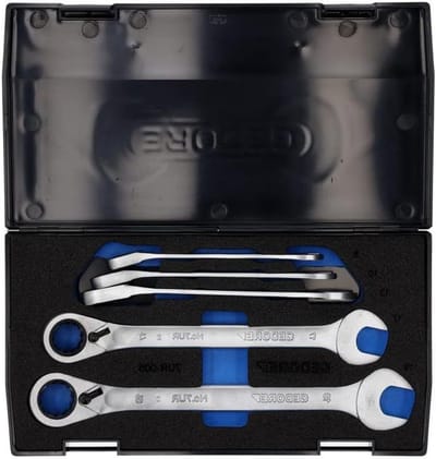 Moersleutelset - Ringratel set - Klusklus - Ergonomisch profiel - 5-delig 8-19mm - Zilver