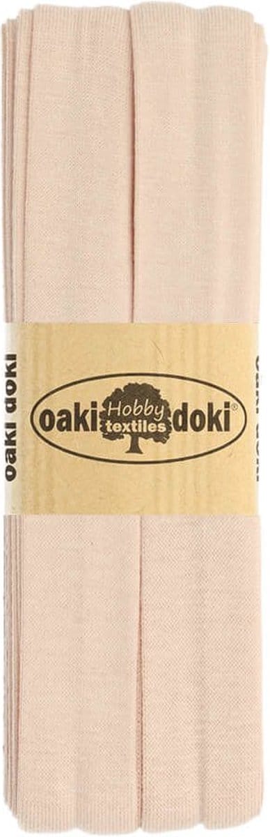 Oaki Doki Jersey Tricot Biaisband 20mm – 3 Meter – Lichtroze 033 – Elastisch Afwerkingslint voor Stretchstoffen