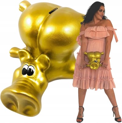 Keramische Spaarvarken - Grote Spaarpot - Geld Besparen - Zonder Opening - 29x28x19 cm - Goud
