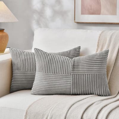 Decoratieve Kussenhoezen - Boho Kussensloop - Interieur Verfraaien - Zacht Corduroy Materiaal - 40 x 70 cm - Lichtgrijs