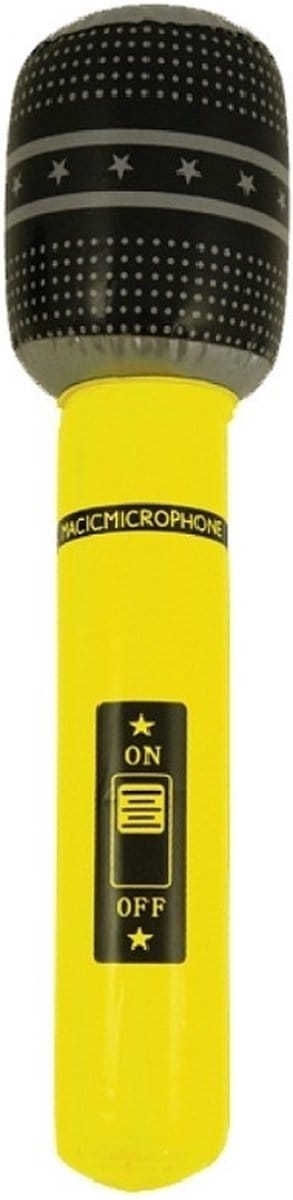 Opblaasbare microfoon - neon geel - 40 cm - opblaas - popster verkleedaccessoires