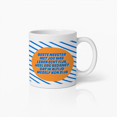 Beste Meester Mok 330ml – “Met jou was leren echt fijn, bedankt dat ik altijd mezelf kon zijn” – Leuk Bedank Cadeau voor Leraar
