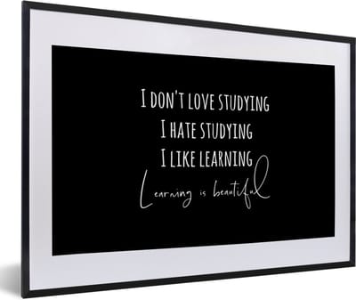 Fotolijst incl. Poster - Quote - Studeren - Liefde - 60x40 cm - Posterlijst