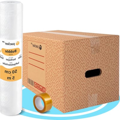 Verhuisdozen met noppenfolie - Opslagdozen Verhuis set - Spullen Inpakken - Met handgrepen - 50 x 30 x 30 cm