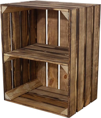 Set van 3 Massieve Houten Kisten - Decoratieve Wijnkist of Fruitkist voor Opslag en Presentatie - 50x40x31 cm