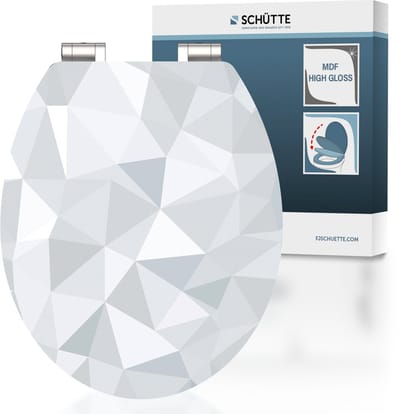 SCHÜTTE WC-Bril 80545 DIAMOND - High Gloss - MDF-Hout - Soft Close - Verchroomde Scharnieren - Belastbaar tot 175 kg - Decor - 1-zijdige Print