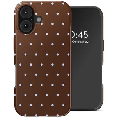 Selencia Hoesje - Geschikt voor Apple iPhone 17 - Backcover geschikt voor MagSafe - Happy Dots Chocolate