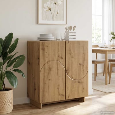 vidaXL - Dressoir - Artisanaal - eiken - 67 - x - 34,5 - x - 75 - cm - Bewerkt - hout