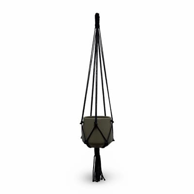 Plantenhanger 'Classic' - Kies kleur en lengte - Zwart - 80 cm lang - Katoenkoord - Geschikt voor Pot met Diameter t/m 20 cm - Handgemaakt in ons Macramé Atelier - Prijs per Stuk - Let op: Exclusief Pot - Inclusief Verzendkosten