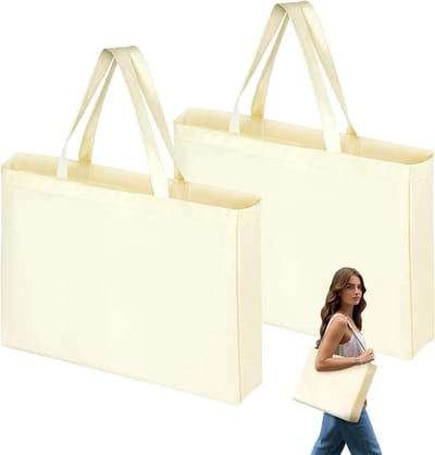 Herbruikbare shoppertassen set, milieuvriendelijke boodschappentassen, katoenen canvas draagtas, wasbaar en opvouwbaar