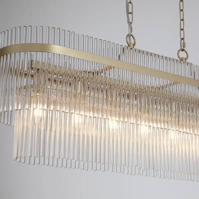 Searchlight Hanglamp Lara, lengte 98 cm, goudkleurig/helder, glas/metaal