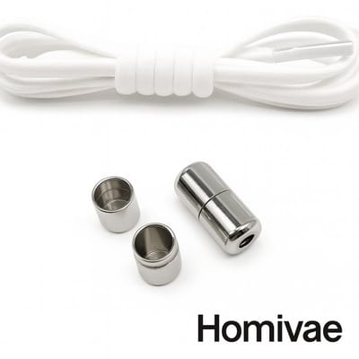 Homivae - Elastische Veters met Metalen Sluiting – Nooit Meer Strikken – Wit – Schoenveters voor Sneakers & Sportschoenen