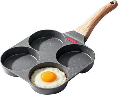 Omeletpan met 4 kopjes - Eierpan Koekenpan - Ontbijt Bereiden - Antiaanbaklaag - 18 x 38 cm