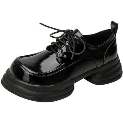 Nieuwe Britse Loafers Dikke zool Kleine leren schoenen Japans Retro Niche Alles-match Dikke zool Kleine enkele schoenen College 40 black