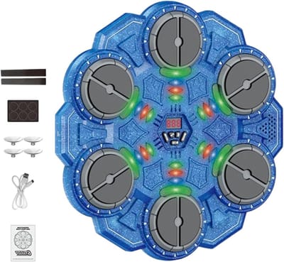 Muziek Boksmachine - Interactieve Trainer - Thuis Sporten - Schokabsorberende Doelen - 35 cm Breed - Donkerblauw