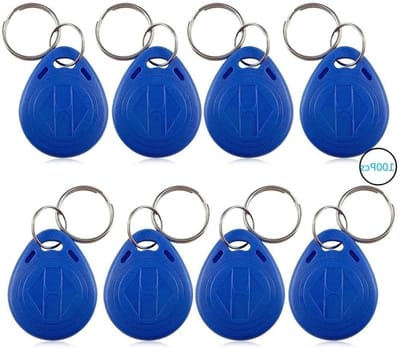 100 Stuks Blauwe Sleutelhanger ID/IC Kaarten, Verwijderbare RFID Transponder Sleutelhangers voor Toegangscontrole, 125KHz/13.56KHz Token Tags