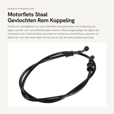 Dailygoods- Remkoppeling 50cm-120cm - Roestvrij Staal/PVC - Schijfrem-ombouwgereedschap - Verbeterde Remgevoeligheid - Geschikt voor Motorfietsen - Remslang