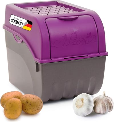 Aardappelbewaardoos | groot 9L | PAARS | Uiendoos | Stapelbare groentekist, aardappelkist, uienbewaarbak, aardappelmand, fruitcontainer, aardappelkrat, voedselbewaarbak