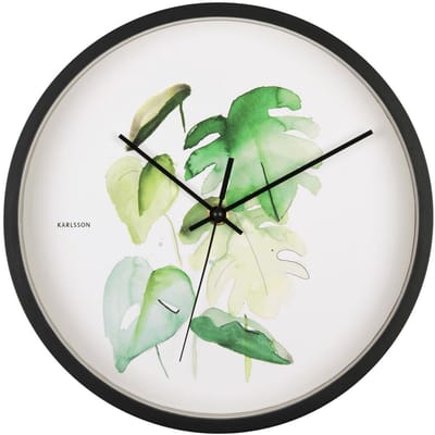 Karlsson Wandklok Botanical Monstera - Groen - Ø26cm - Wandklok