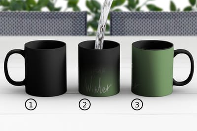 Magische Mok - Foto op Warmte Mokken - Koffiemok - Quotes - Hello winter - Groen - Kerstmis - December - Magic Mok - Beker - 350 ML - Theemok - Tafeldecoratie Kerstmis - Kerstdecoratie tafel - Tafelversiering - Mok met Tekst