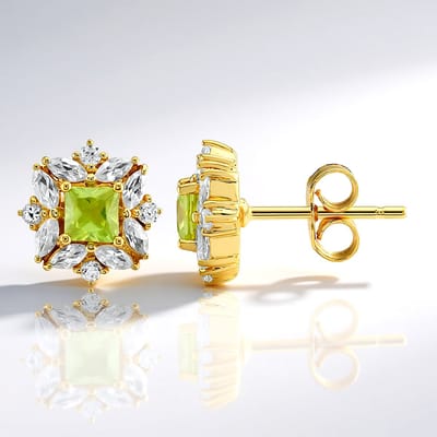 Cavill - Elegante 925 Sterling Zilveren Oorbellen - 0,536 ct Madagaskar Sfeen & 0,89 ct Cambodja Zirkoon - Princess & Marquise Slijpsel - Luxe Sieraad