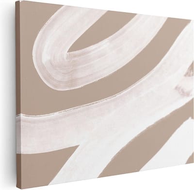 Artaza Canvas Schilderij Abstract Beige - 40x30 cm - Klein - Muurdecoratie Woonkamer - Wanddecoratie Boho - Kamer Accessoires