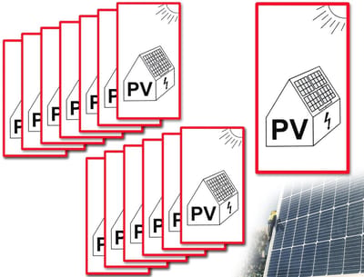 Dailygoods- Stickers Fotovoltaïsche Installatie - 13 Stuks - Zelfklevende Bordfolie - Instructiebordjes - 10 x 19 cm - Heldere PV Markering - Etiketten