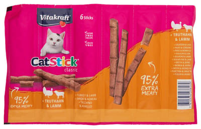 Vitakraft Cat Stick Adult - Kalkoen & Lam - 10x 6st