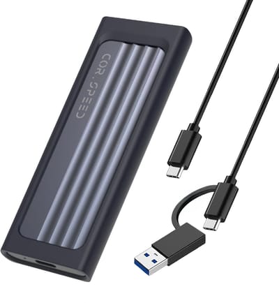 Cor.Speed 2-in-1 SSD Behuizing - NVMe & SATA - USB-C - Aluminium met Siliconen Hoes