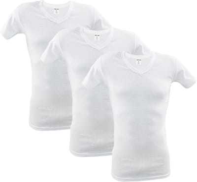 3 stuks SQOTTON V-hals T-shirt - Wit - Maat S
