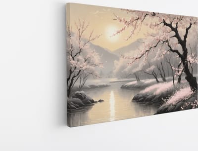 Saammp Canvas Schilderij - Roze bomen in de natuur - Abstract - 30x20 - Foto op canvas - Wanddecoratie - Muurdecoratie Woonkamer - Kantoor Decoratie