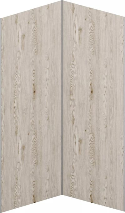 Vente-unique Set van 2 douchewandpanelen met licht houteffect in aluminium met profielen - 2 x L90 x H210 cm - ENEKO