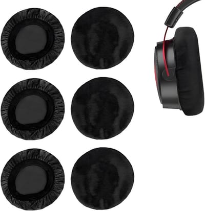 Dailygoods - 6 stuks rekbare hoofdtelefoonbeschermhoezen, hoofdtelefoonhoes, wasbare headsetbescherming voor headset, afdekkingen van gebreide stof, oorkussens, voor 6 - 8,5 cm on-ear oorkussens, zwart