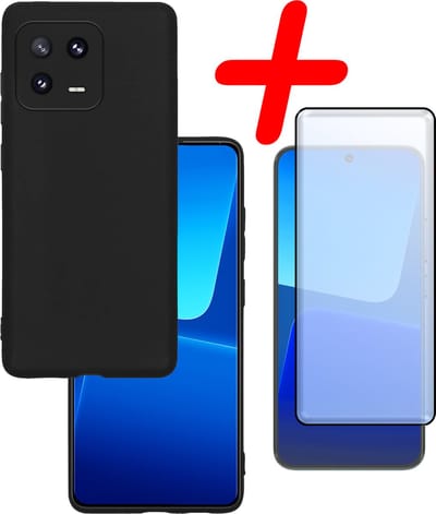 Hoesje Met Screenprotector - Geschikt voor Xiaomi 13 Pro - Sterk & Shockproof - Back Cover - Siliconen Case - Telefoon Hoes - Zwart