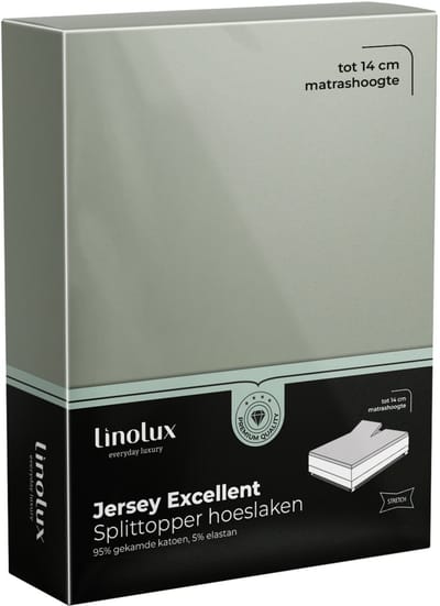 Linolux Hoeslaken Splittopper Jersey Excellent Light Green 140x200 t/m 160x220