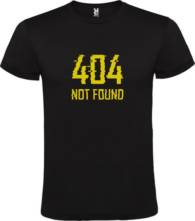 Zwart T-shirt ‘404 Not Found’ Goud Maat S