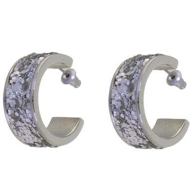 Behave - Oorringen dames zilverkleur glitter - Avond glamour stijl